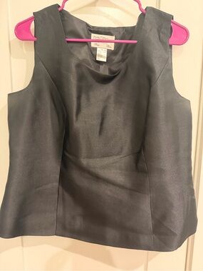 Vintage Tally Taylor Paris Rome Black Satin-Look Sleeveless Shell Top Size 14